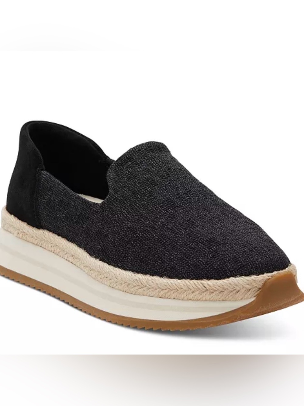 NWOT Toms Black Espadrille Platform Slip-On